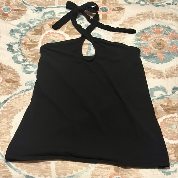 Torrid Cotton Retro Chic Foxy Halter Top Sz 1 Black Keyhole Layer Rock Pin-up - Picture 1 of 5
